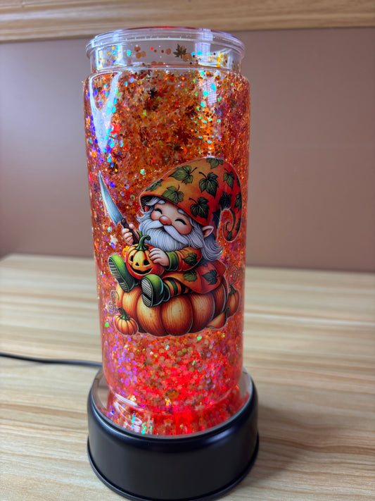 🎃 20oz Acrylic Suspended Flow Glitter Tumbler – Pumpkin Gnome (Ready to Ship!)