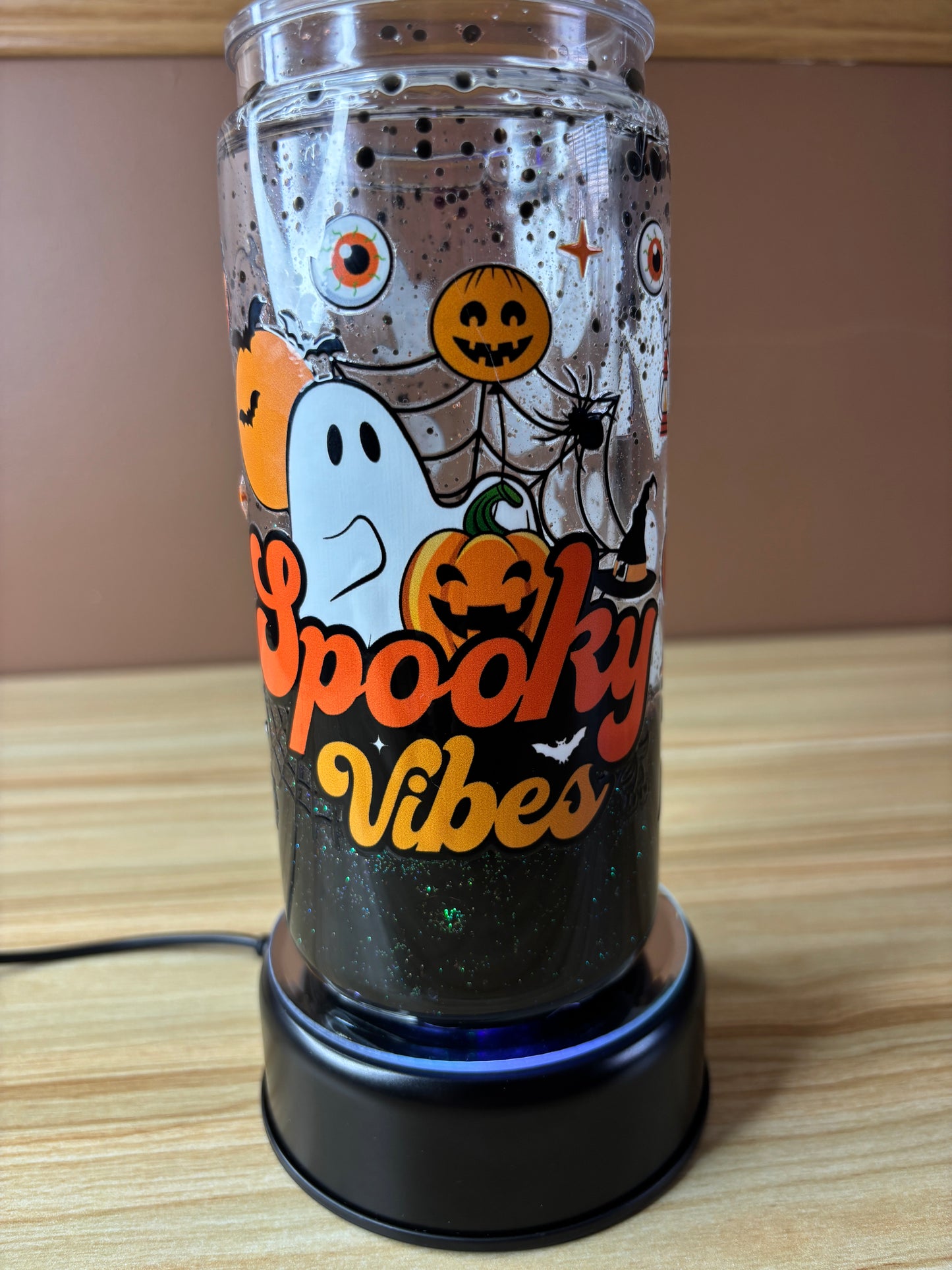 20oz Acrylic Glitter Tumbler – Spooky Vibes (Lava Flow - Ready to Ship!)
