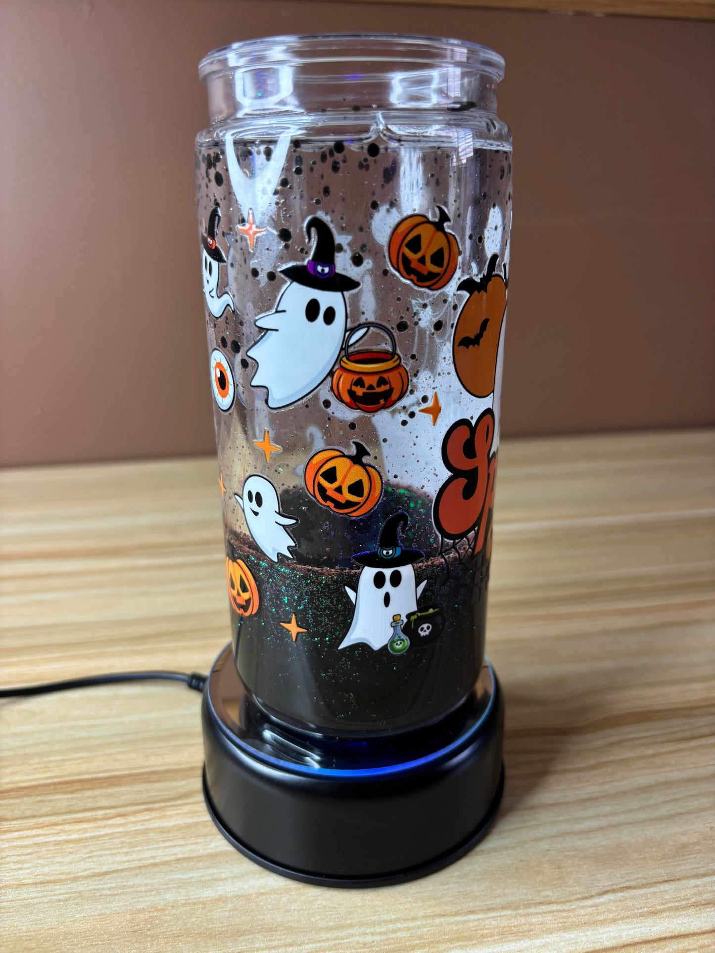 20oz Acrylic Glitter Tumbler – Spooky Vibes (Lava Flow - Ready to Ship!)