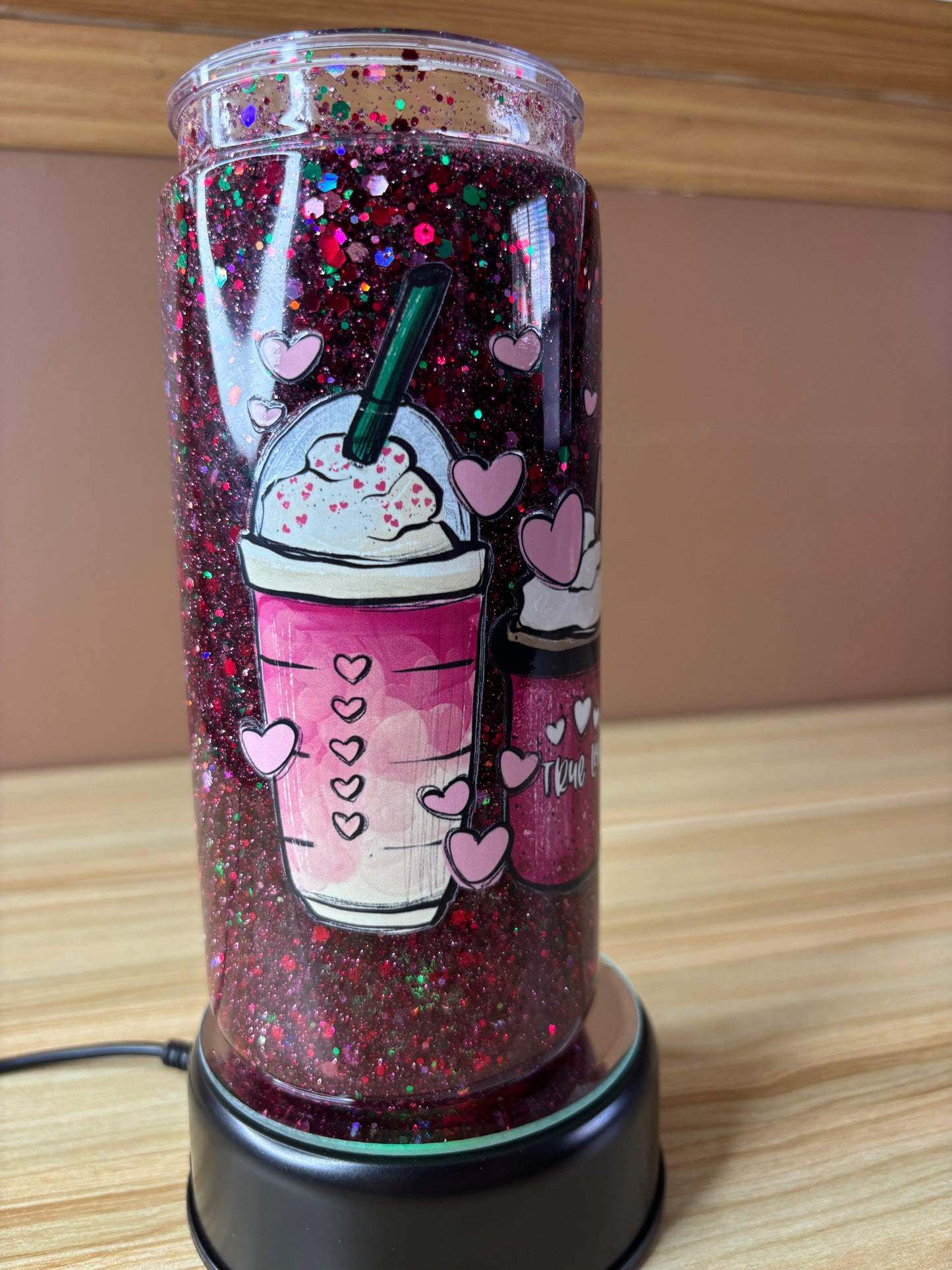 True Love Glass Coffee Glitter Tumbler – 20oz Fast Flow (Ready to ship!)